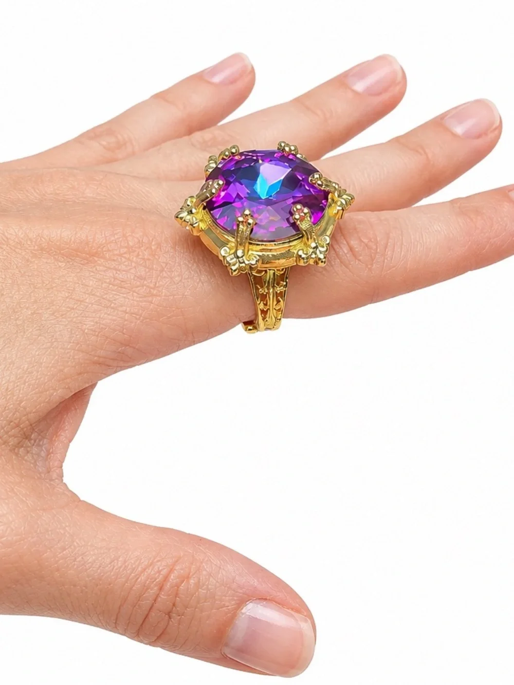 NEW Glitz Mob Stolen Midnight Crystal Locket Filigree Ring
